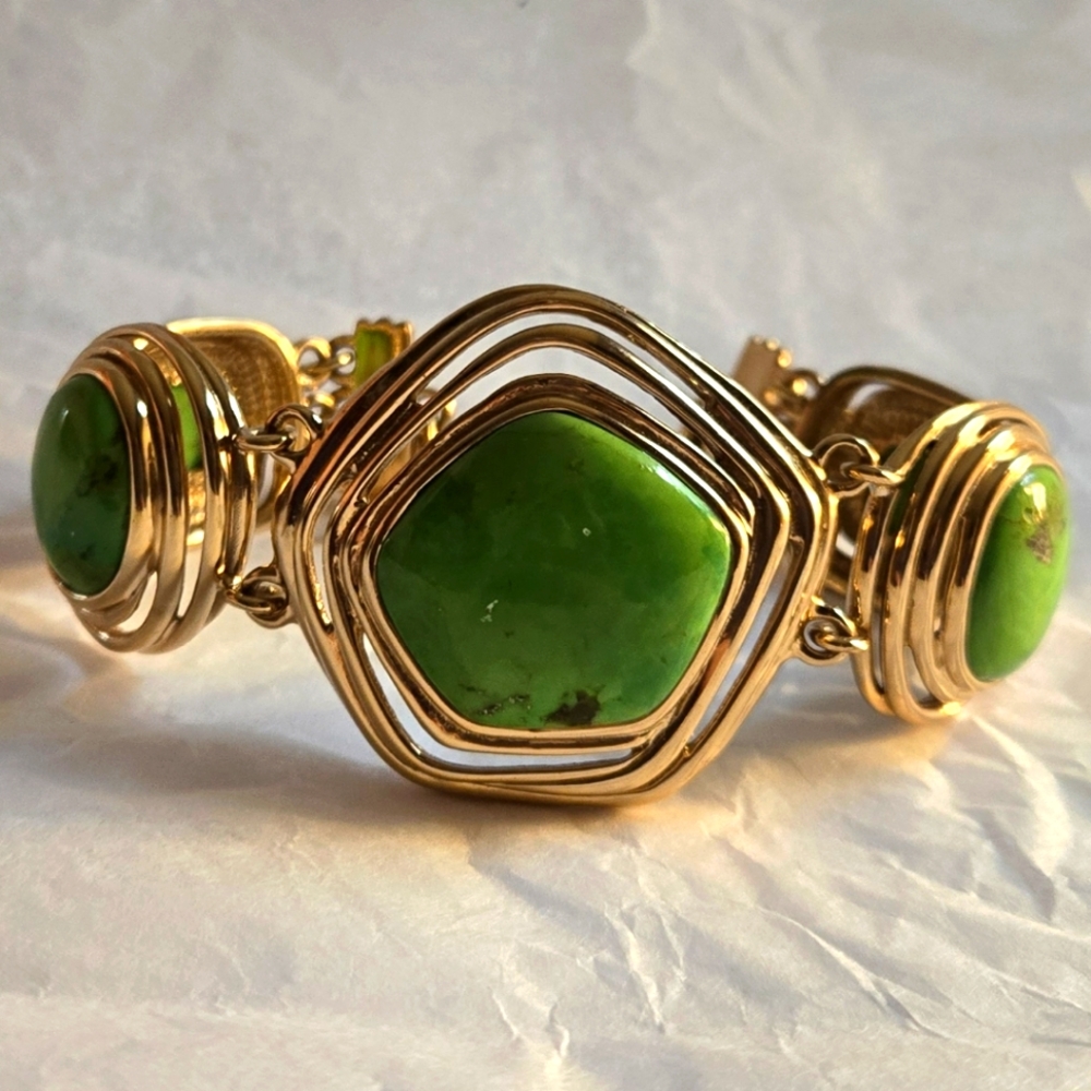 Barse aloha lime turquoise brass toggle bracelet.